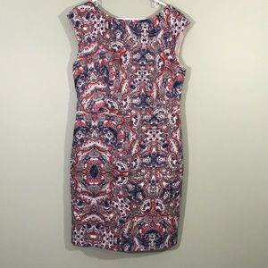 The Limited Red and Blue Patterned Midi Dress